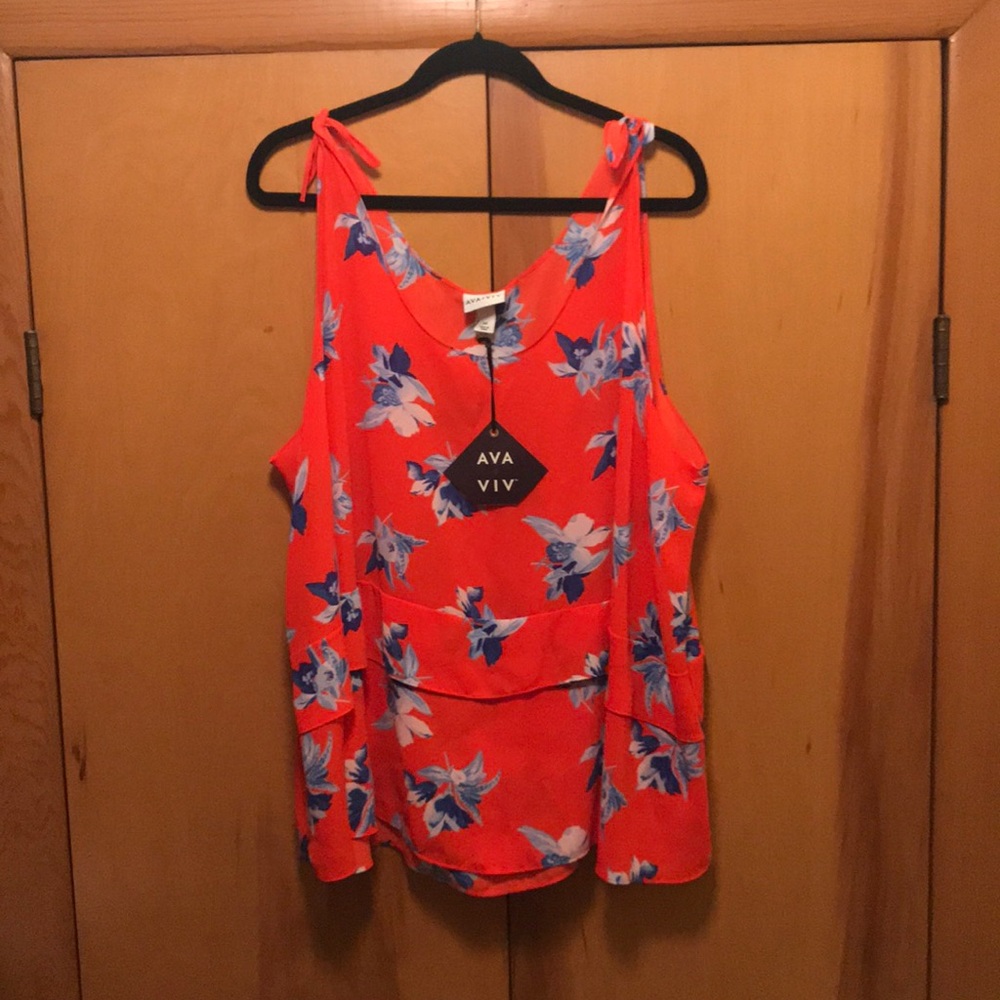 Ava & Viv orange floral blouse
